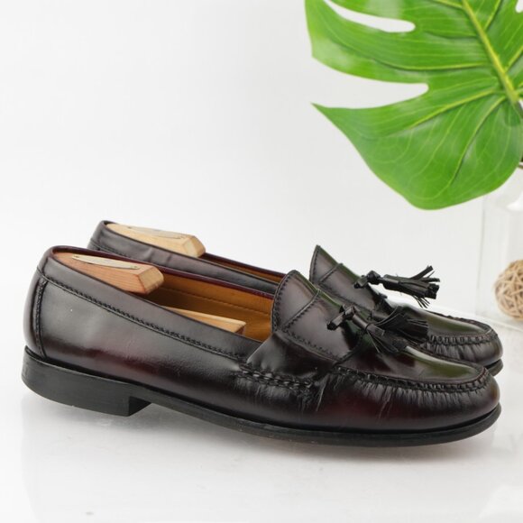 Cole Haan Mens Pinch Tassel Loafer Size 9.5 D Burgundy Moc Slip On Dress Shoe - Picture 1 of 12